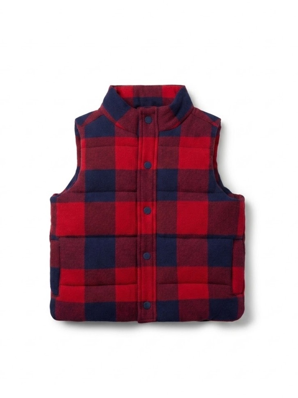Janie and Jack Buffalo Plaid Boys Snap Front Padded Puffy Cotton Vest Size 10-12 - Picture 1 of 7